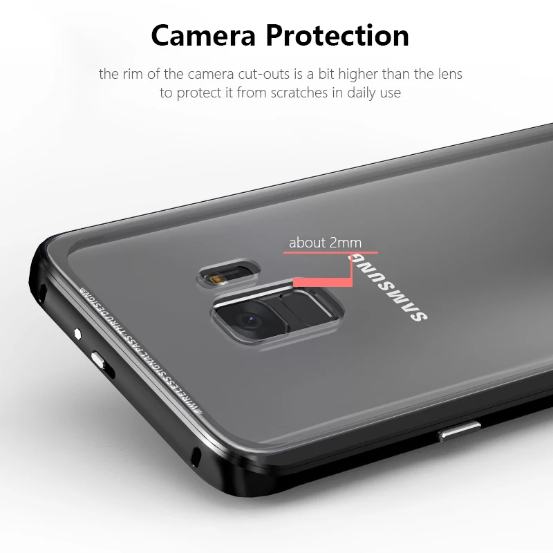 Luphie for Samsung Galaxy s9 plus Case Metal Aluminum Frame+Transparent Tempered Glass back cover galaxy s8 note 8 |