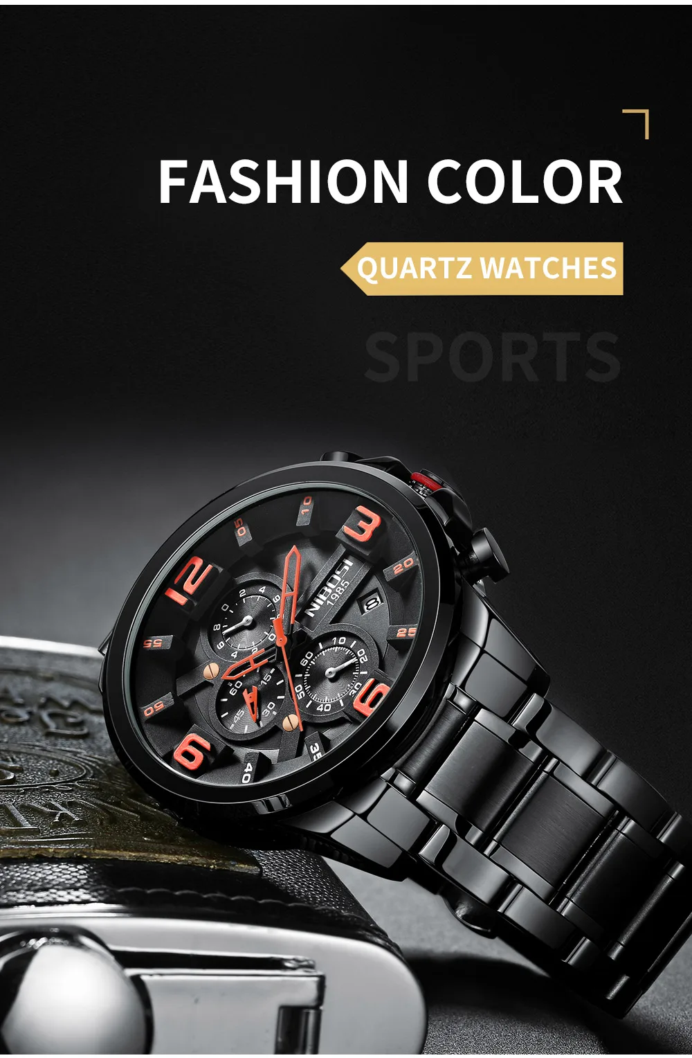 NIBOSI Reloj Hombre мужские часы Топ бренд Роскошные спортивные часы для мужчин часы люксовый бренд водонепроницаемые полностью стальные