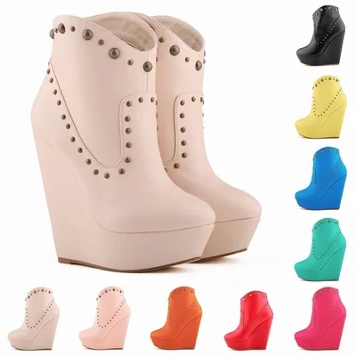 Женские ботильоны на платформе и высоком каблуке 14 см|women wedge ankle boots|wedge bootsankle boots |