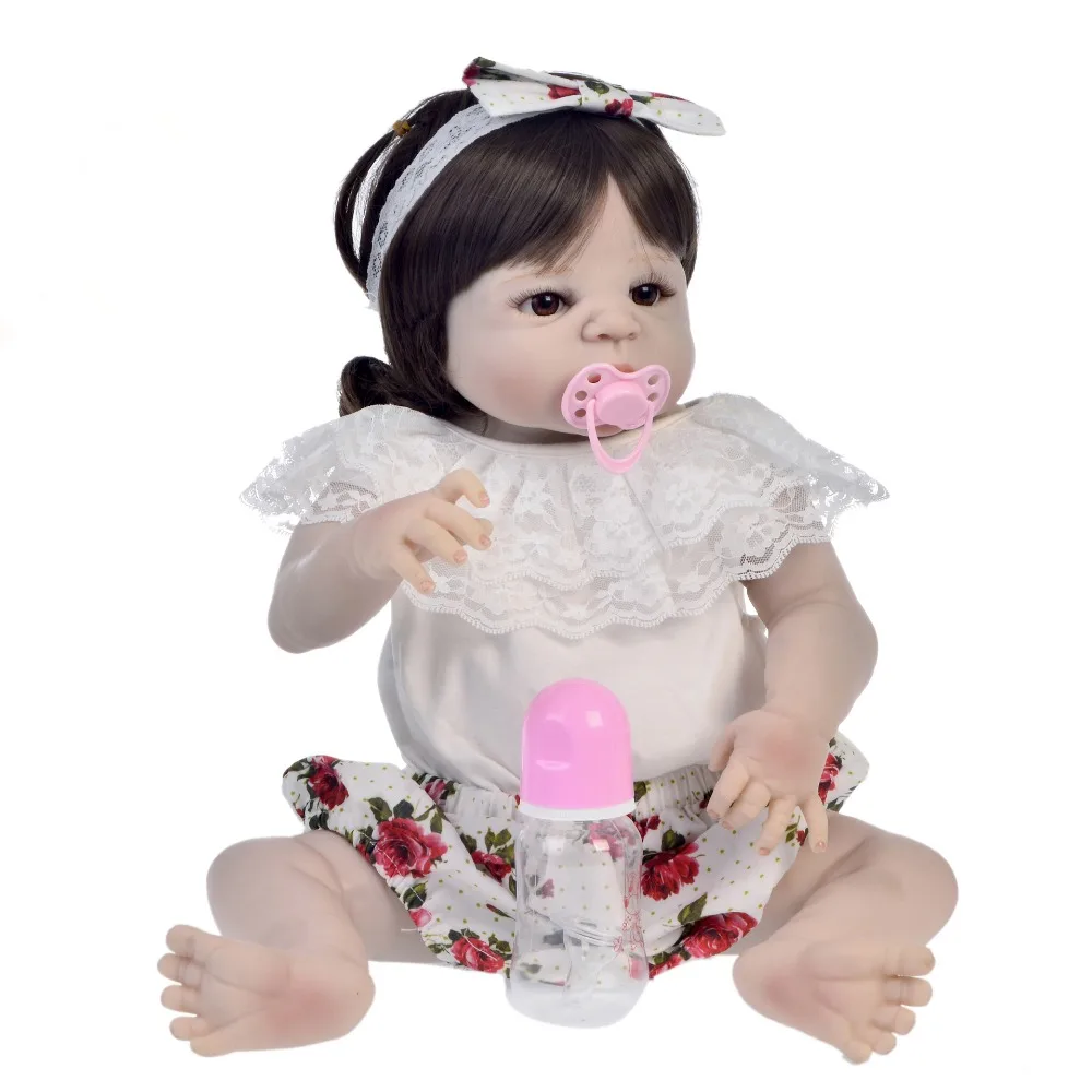 

55cm Full Silicone Body Reborn Baby Doll Toy For Girl Vinyl Newborn Princess Babies Bebe Bathe Accompanying Toy Birthday Gift