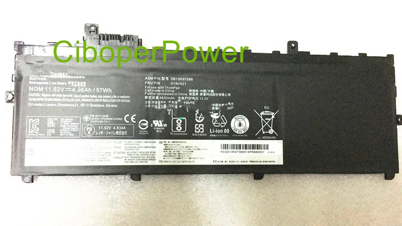 Оригинальный аккумулятор для аккумулятора 11 52 в Ач 57Wh 01AV430 SB10K97587|battery original|battery