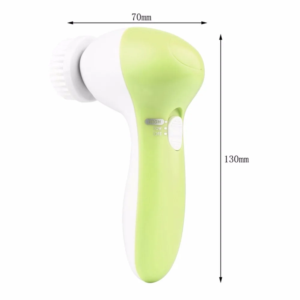 1 Set 5-in-1 Electric Wash Face Brush Facial Cleansing Device Pore Cleaner Body Cleaning Massage Mini Skin Beauty Massager