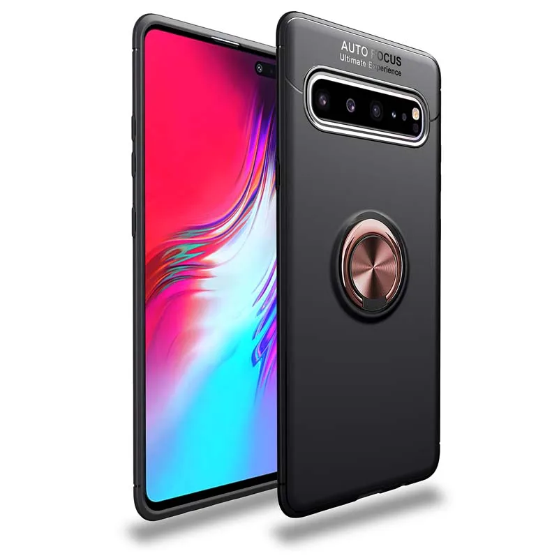 Rose Gold Black Чехол для samsung Galaxy Note 8, 9, 10 Plus, S8, S9, S10 Lite, S10E, 5G, чехол, автомобильный держатель, силиконовое кольцо, задняя крышка, чехол для телефона - Цвет: Rose Gold Black