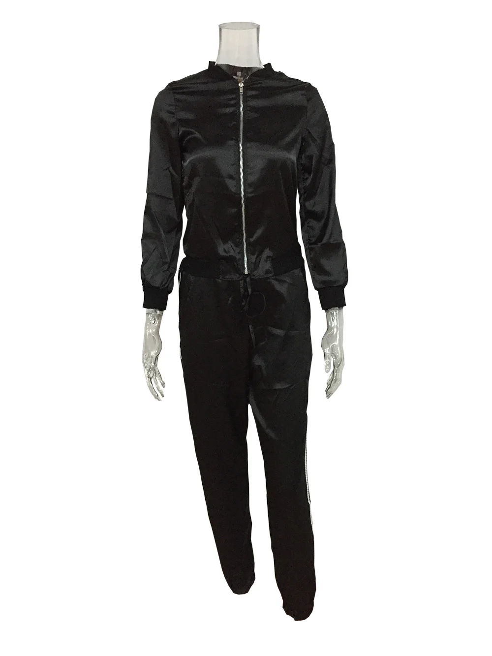 Женский спортивный костюм осень/зима Модный комплект из 2 предметов черный с