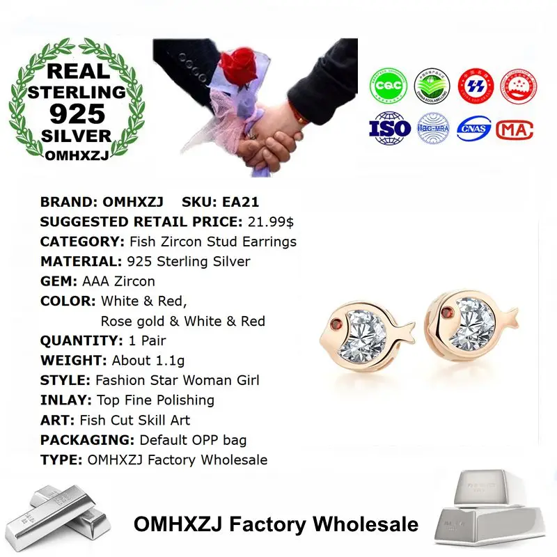 Женские серьги-гвоздики из серебра 925 пробы с фианитом