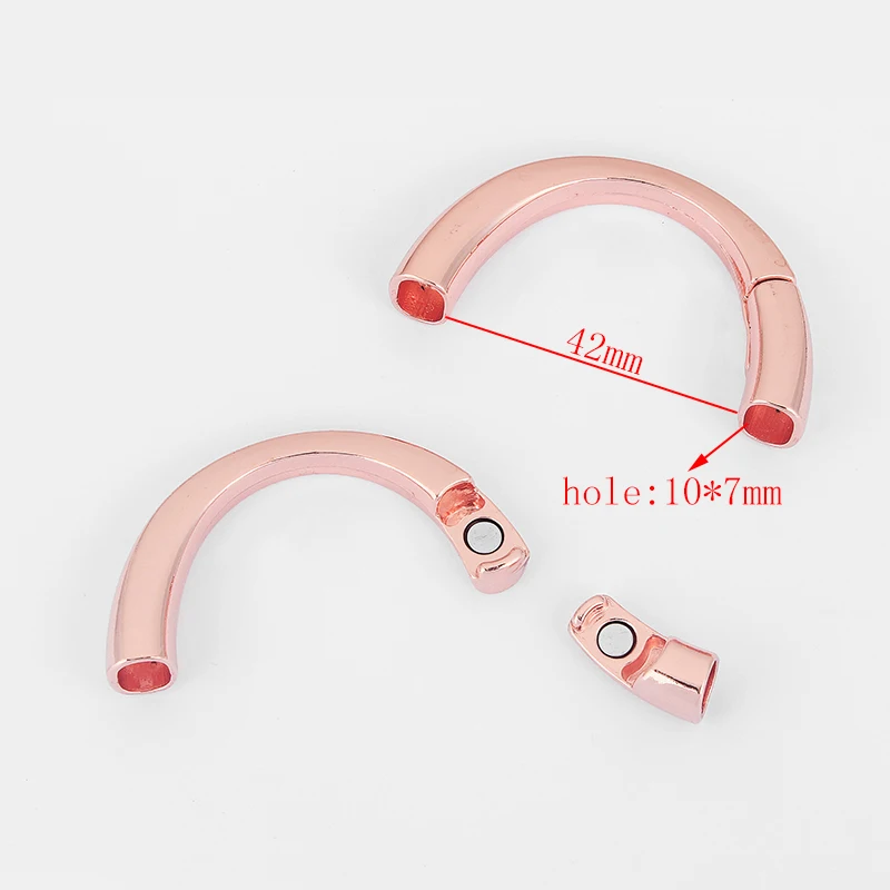

2pcs Rose Gold Half Cuff Magnetic Clasp For 10*6mm Licorice Leather Cord Diy Bracelet Jeweley Making Findings Accessories