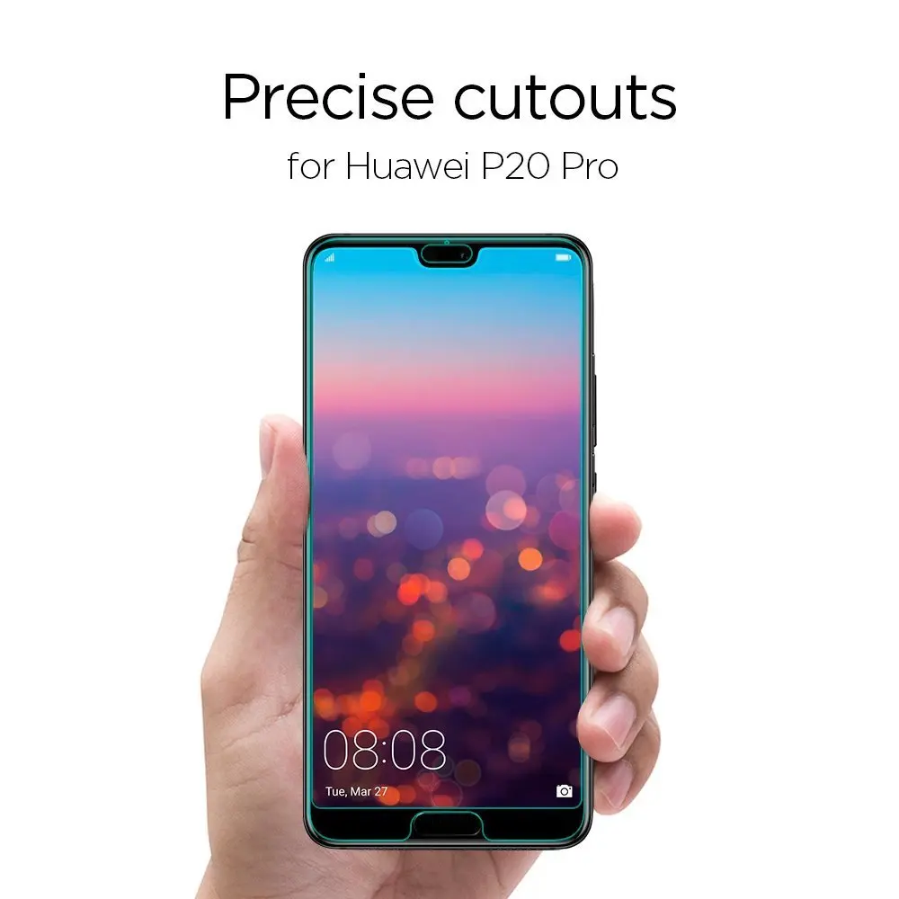 100% Original Spigen Glas.tR Slim Huawei P20 Pro Стеклянный экран протектор Полное покрытие черный