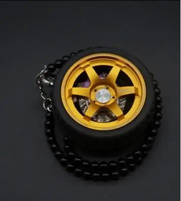 Tire Gold Большой TE37 стиль ступицы колеса дисковый тормоз Brembo Hellaflush JDM подвеска автомобиля Стайлинг переоборудование зеркало заднего вида орнамент брелок - Название цвета: Tire Gold