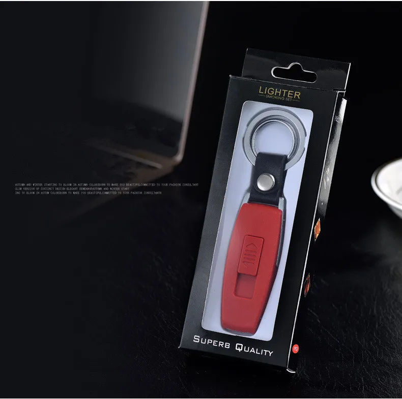 Новинка, USB Зажигалка, перезаряжаемая Электронная зажигалка, брелок, сигарета, турбо зажигалка, кожаный брелок, беспламенная сигара, Palsma
