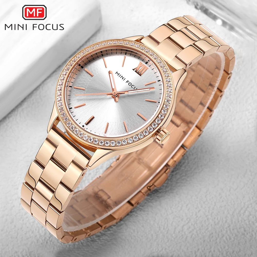 MINIFOCUS Gola часы браслет Для женщин Luxury Rhinestone чехол Quarzt для девочек