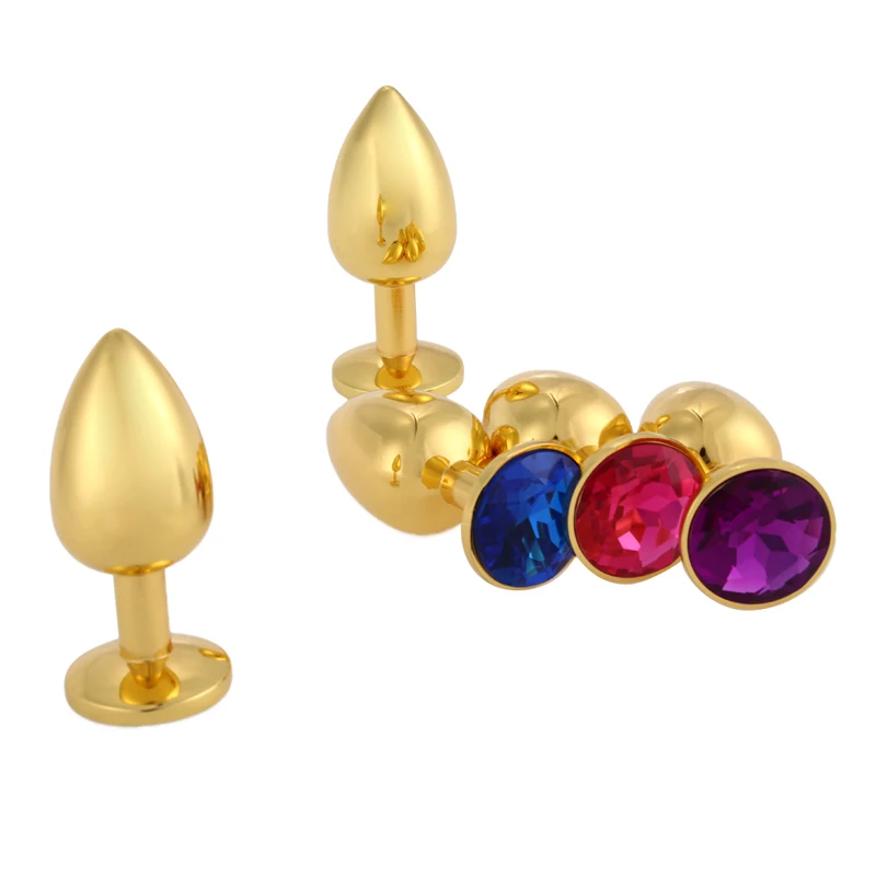 YUELV S+M+L 3PCS/Set Gold Metal Anal Toys Butt Plug Plated Anus Insert Stopper Stainless Steel Diamond Adult Sex | Красота и здоровье