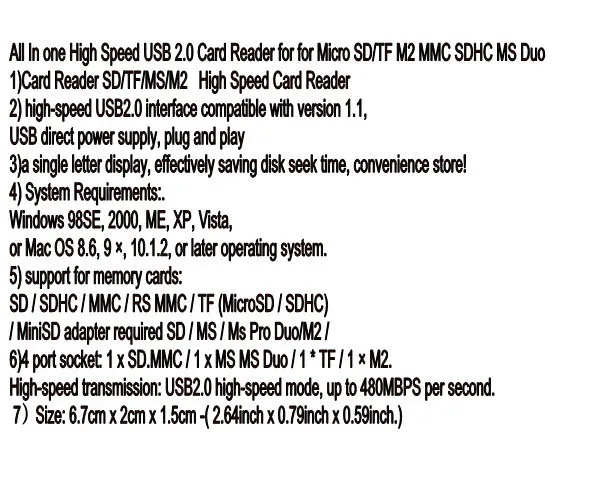 Смарт все в одном кард-ридер мульти в 1 кард-ридер SD/SDHC, MMC/RS MMC, TF/MicroSD, MS/MS PRO/MS DUO, M2 кард-ридер оптом TF