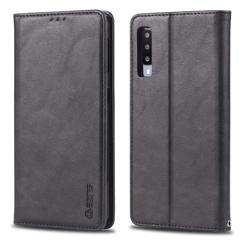 Black Хороший Винтажный чехол из искусственной кожи для samsung Galaxy A70 A 10 20 30 40 50 60 80 S из искусственной кожи+ мягкий цветной ТПУ чехол-книжка с подставкой - Цвет: Black