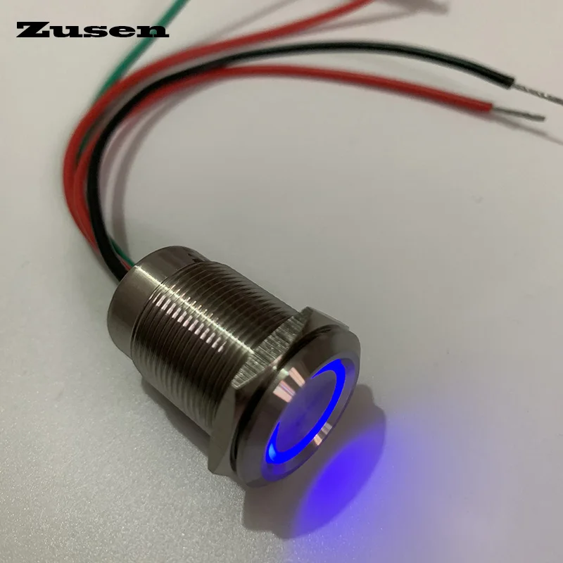 Zusen 19 мм сенсорный переключатель Тип вкл/выкл с проводами кнопка 6 24V led IP67|switch on|switch
