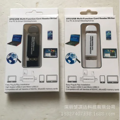 2 в 1 USB OTG USB2.0 высокоскоростной кардридер Универсальный OTG TF/SD для Android компьютерные заголовки
