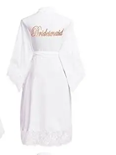 Халат женский свадебный из хлопка с кружевной отделкой 001|Халаты| |