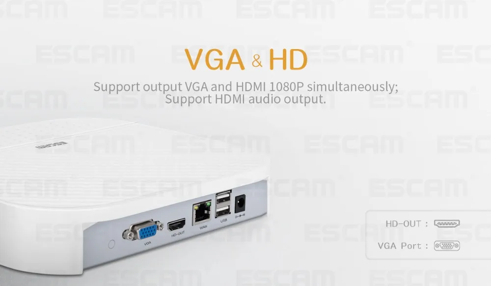 ESCAM цифровой видеорегистратор 8+ 2CH ONVIF NVR с 2ch облачный канал PVR208 1080P для ip-камеры