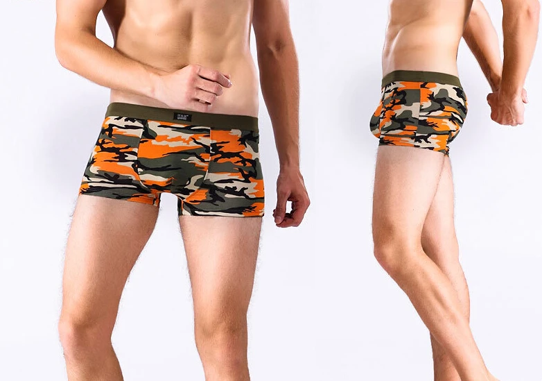 Бесплатная доставка мужские сексуальные камуфляжные боксеры с принтом