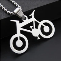 gift stainless steel geometric mountain travel bicycle necklace hollow round bike pendant charm necklace jewelry for love gift