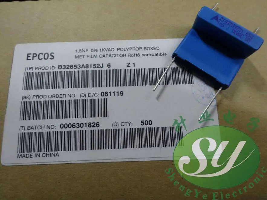 2019 горячая распродажа 20 шт/уп 50 шт в наборе EPCOS 0 0015 мкФ/1000v AC DC 2KV 1.5nf 1500pf 152 B32653A8152J