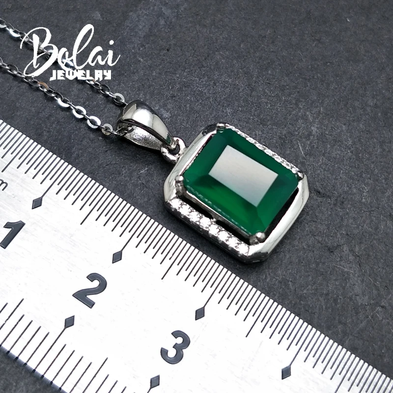 Bolaijewelry Классическая Подвеска в простом стиле с 100% натуральным зеленым агатом oct
