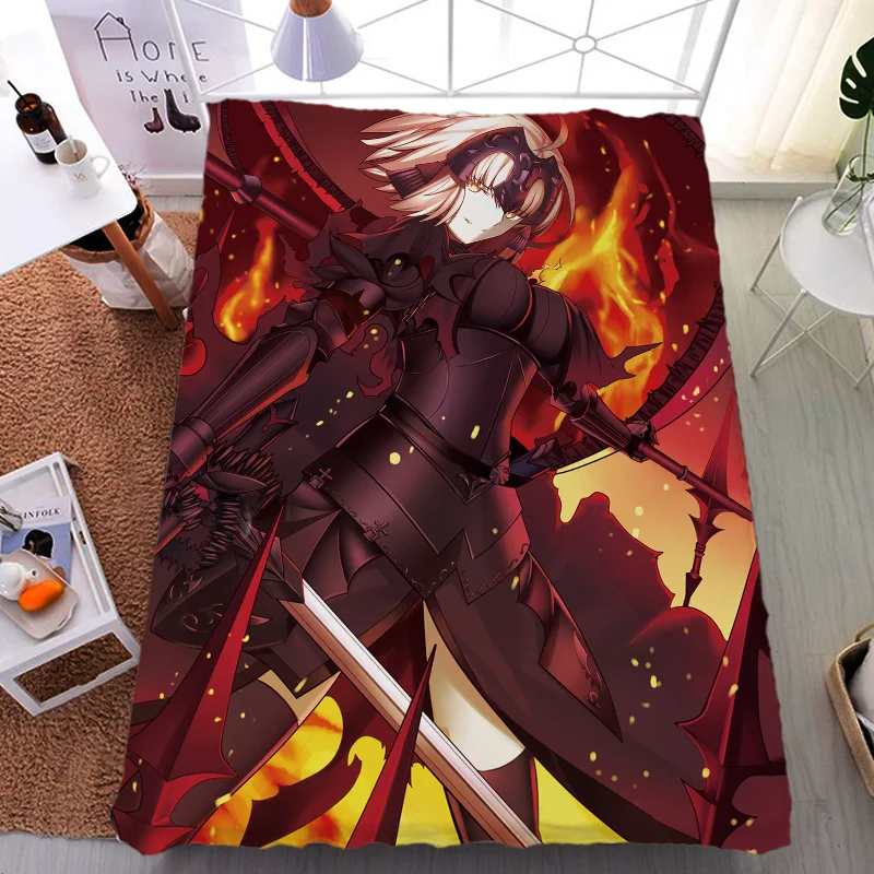

August update Anime Fate/Grand Order FGO Jeanne d'Arc & Scathach Milk Fiber Bed Sheet & Flannel Blanket Summer Quilt 150x200cm