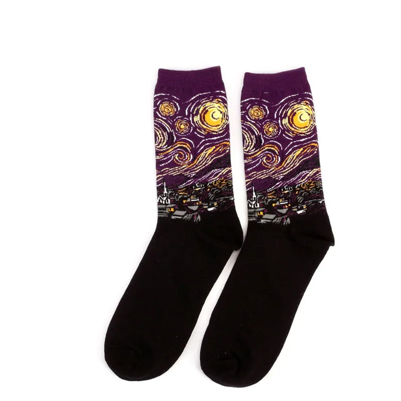 Носки мужские и женские винтажные хлопковые с рисунком|socks painting|crew socksdesigner socks |