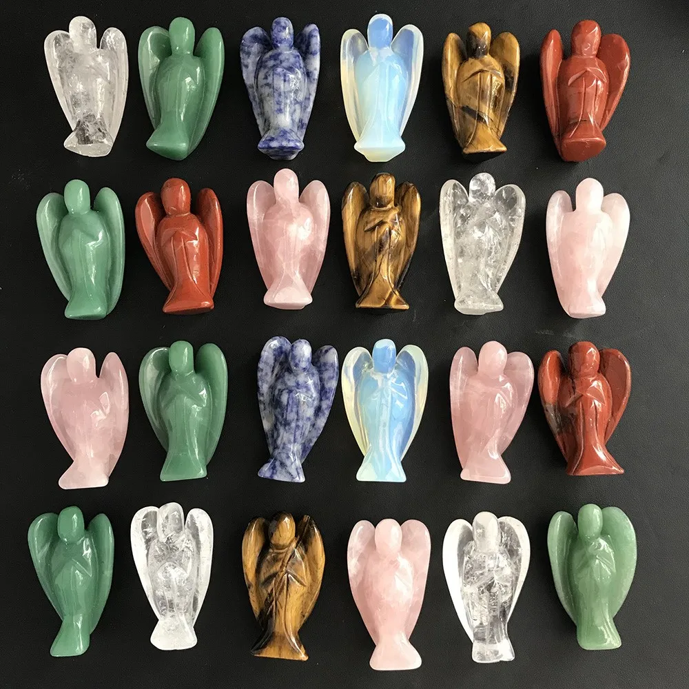 Различные 5 см высококачественные натуральные кристаллы ручная резьба ангел для