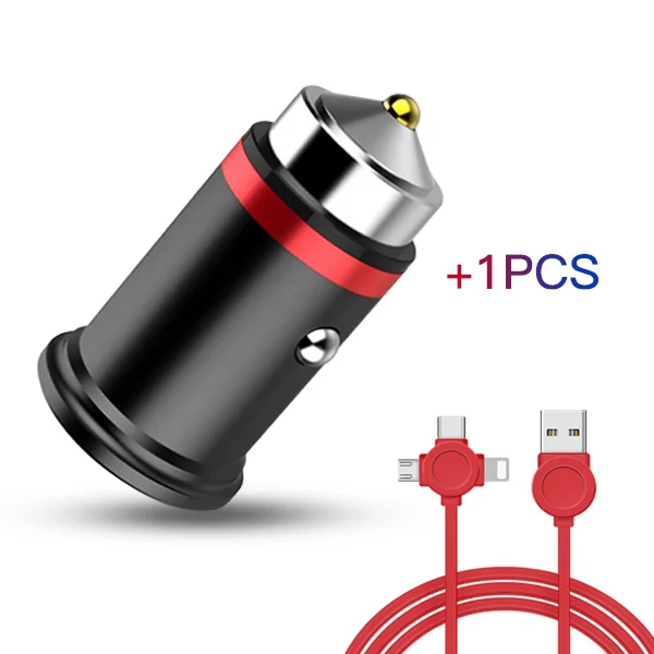ACCEZZ Mini Dual USB Автомобильное зарядное устройство для Apple iPhone X 8 7 6 6s huawei Xiaomi samsung Быстрая зарядка светодиодный дисплей автомобильное зарядное устройство для телефона - Тип штекера: Add 1M Red Cable