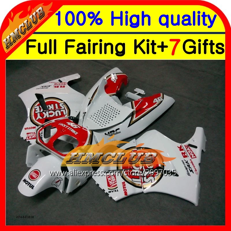 

Body For HONDA VFR400R NC30 RVF400R 89 90 91 92 93 Lucky Strike HM5238 red white RVF 400R 1989 1990 1991 1992 1993 Fairing
