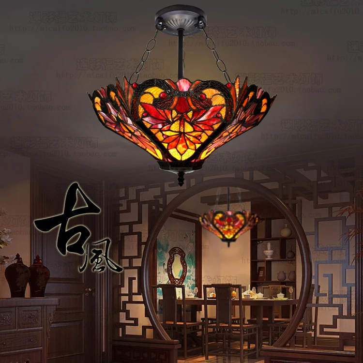 Европейский стеклянный подвесной светильник в виде красного цветка 18 дюймов E27