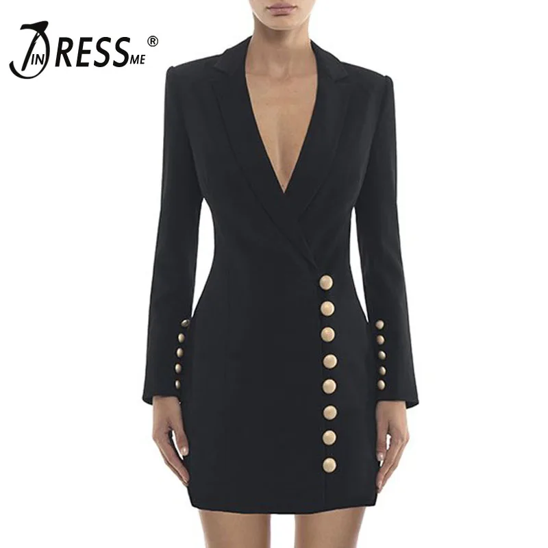 Женские блейзеры с глубоким v-образным вырезом INDRESSME черные и белые длинным