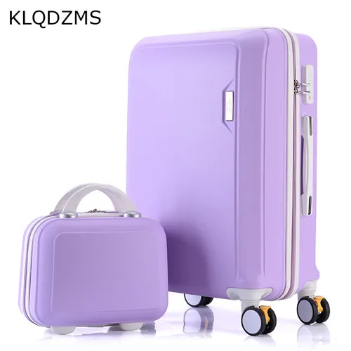 a set Klqdzms 2 шт./компл. прекрасный 1" косметичка 20/22/24/26 дюймов сумки на колёсиках наборы девушка тележка Чехол чемодан женщина на колесах - Цвет: a set