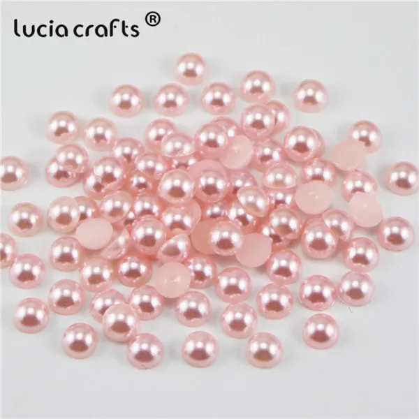 Light pink 550pcs Lucia crafts 550 шт/1100 шт 5 мм многоцветные поделки ABS искусственный жемчуг полукруглый плоский с оборота жемчуг DIY аксессуары F0907 - Цвет: Light pink 550pcs