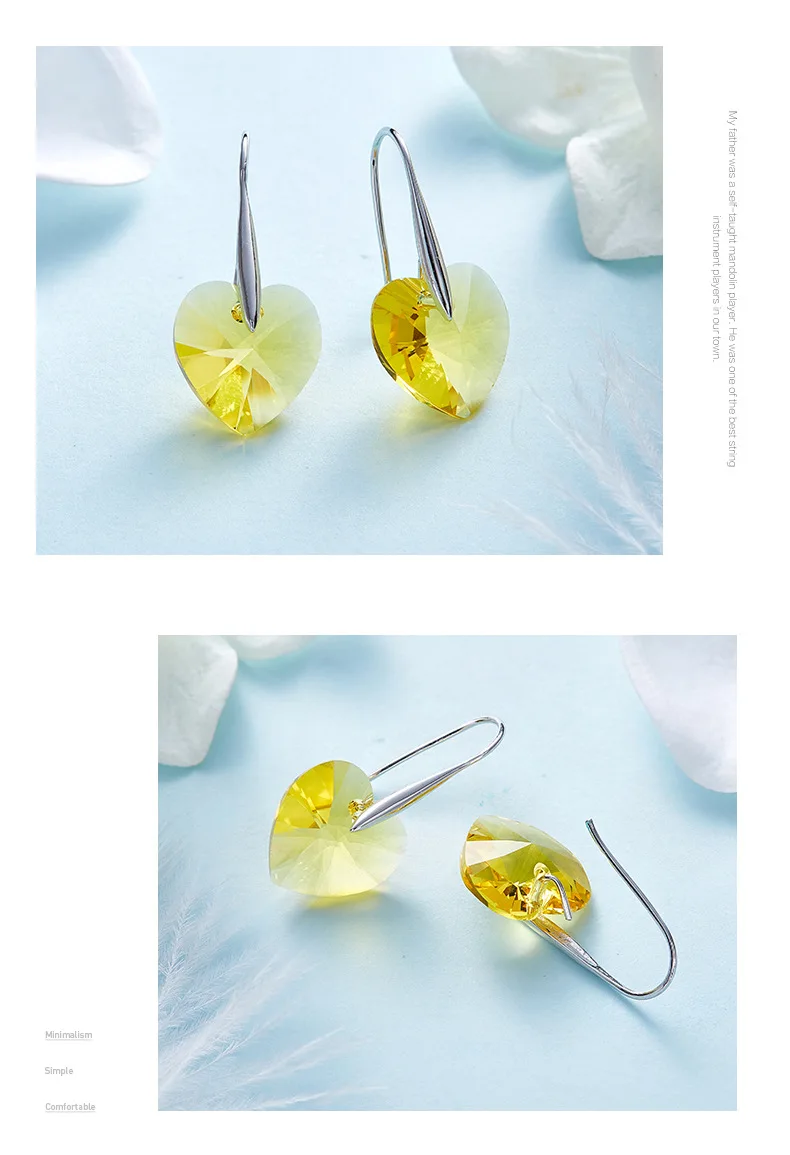 BAFFIN классические Висячие серьги, Висячие сердца, кристаллы от Swarovski, для женщин, серебряный цвет, серьги, ювелирное изделие для девушек, друзей, подарок