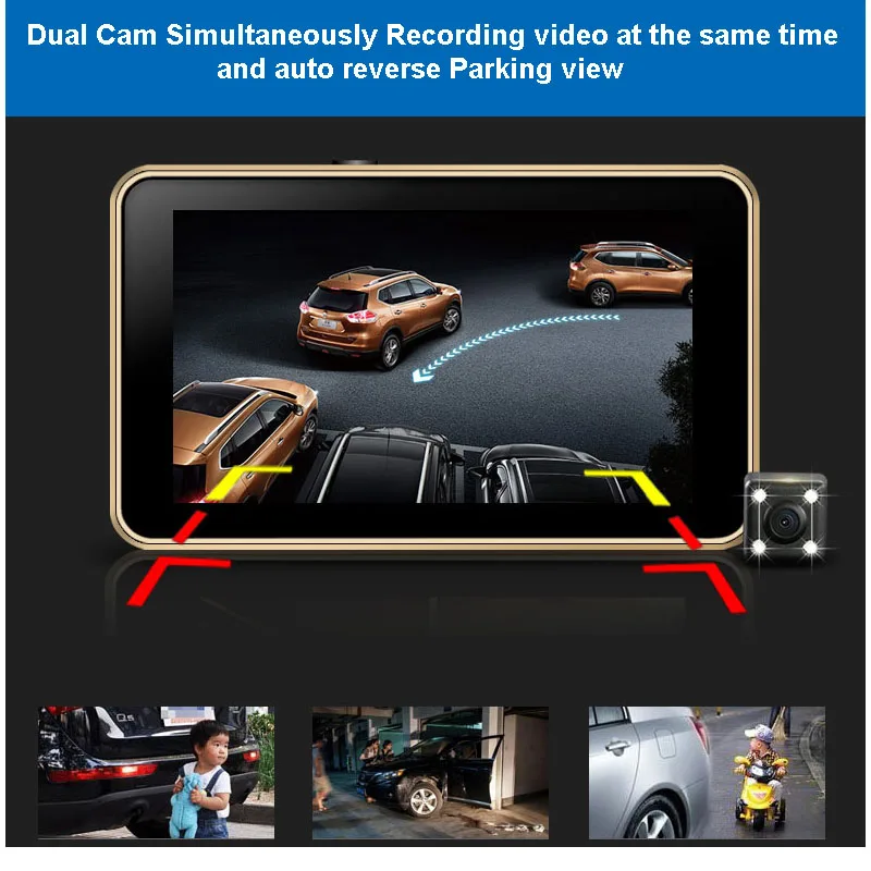 Wi-fi Автомобиля DVR GPS Навигации Android 4.4.2 Тире Cam Видеокамеры Видеорегистратор Две
