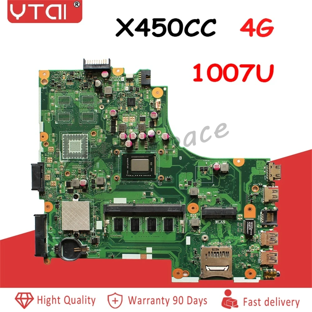 1007U Процессор X450CC материнская плата 4GBfor ASUS X450CC X450C X450 Материнская плата ноутбука X450CC REV 2,1 тестирование в целости