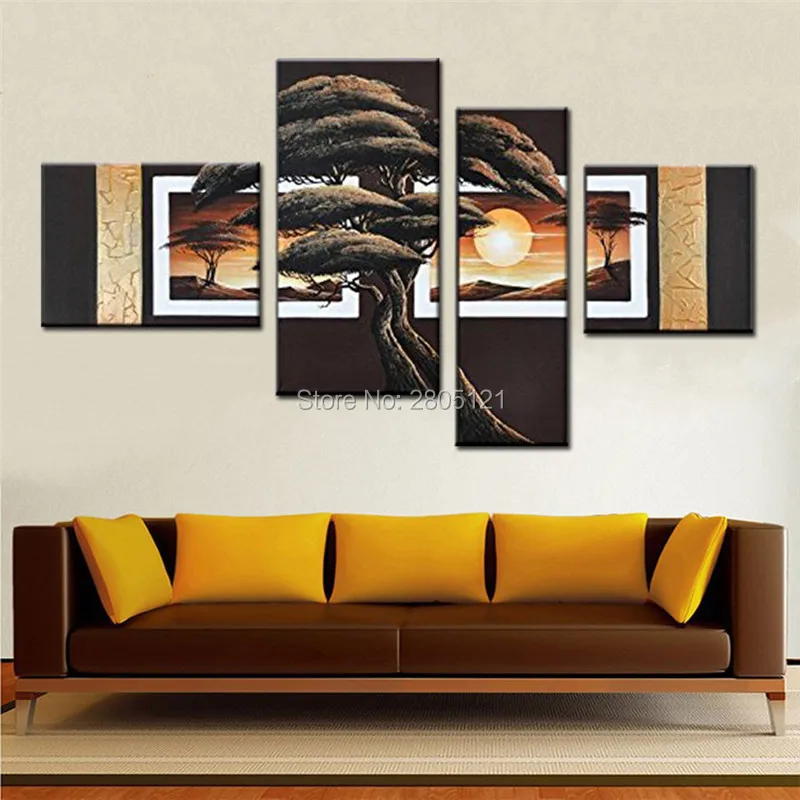 

Large Handpainted Abstract Modern landscape Wall Painting pine Tree Oil Painting On Canvas sunrise Wall Decor Home Decoration