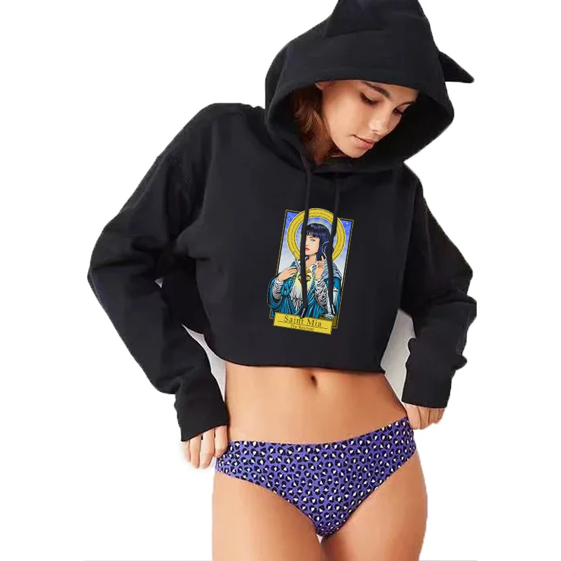 Autumn Winter Hot Women Hoodies Streetwear Sweatshirts Kawaii Unicorn Offset Printing Crop Top Hoodie Long Sleeve Cool Pullovers