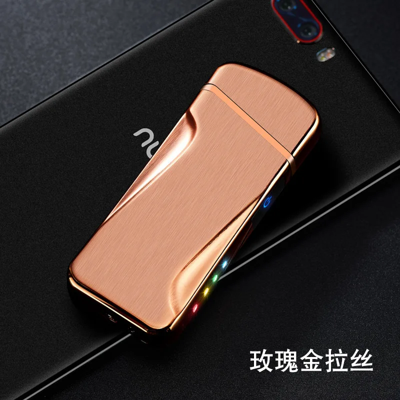 Usb зарядка шатер дисплей питания зажигалки новинка металлическая двойная дуга ветрозащитная Электронная зажигалка для мужчин подарок курильщик - Цвет: 10