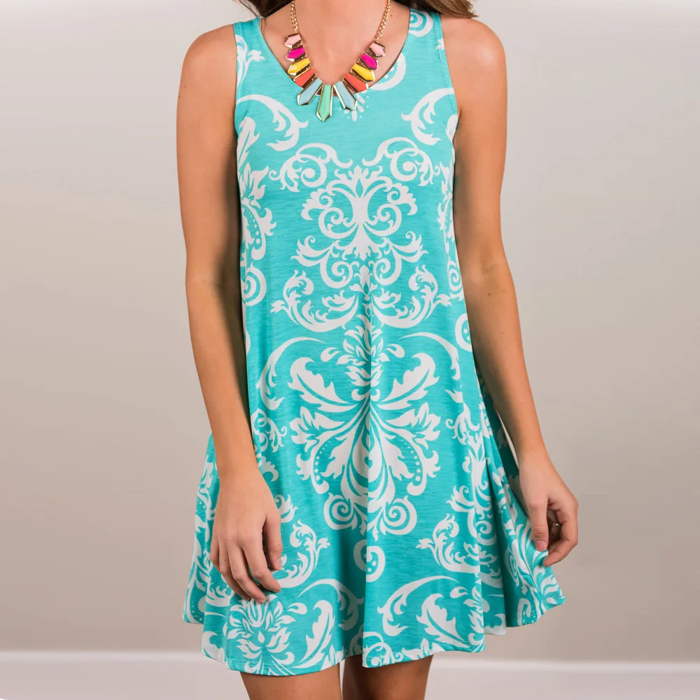 SAGACE женское платье с богемным принтом без рукавов мини летнее блестящее