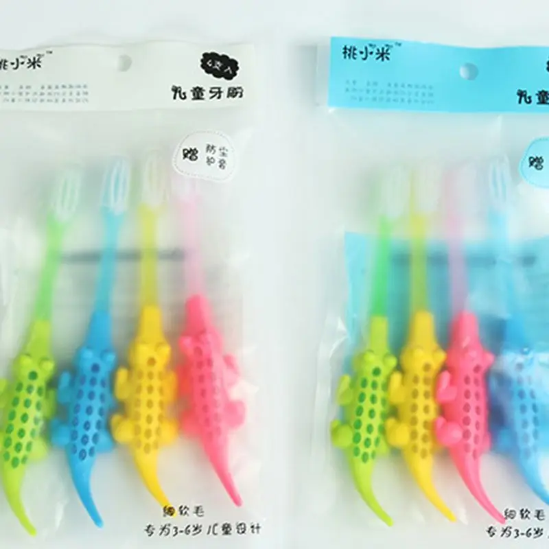 4 шт./лот детская зубная щетка с рисунком крокодила мягкая щетина уход за зубами