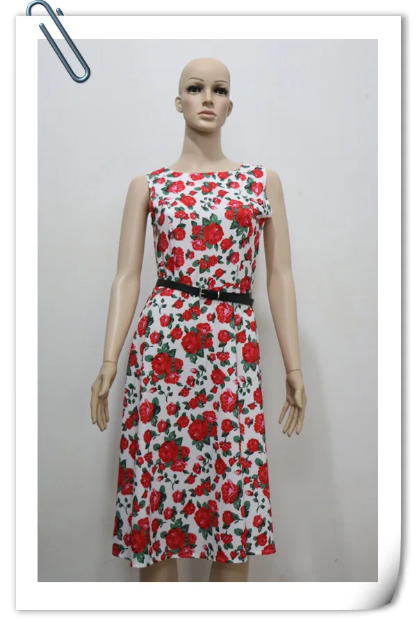 Borntogirl летние женские винтажные Высокая Талия Тонкий Belted Printed платье на бретелях