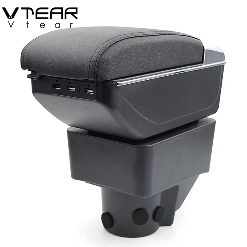 Vtear для ford fiesta 3 MK7 аксессуары подлокотник кожаный подлокотник usb интерфейс коробка для хранения автомобиля-Стайлинг интерьера авто