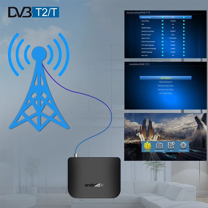 ТВ приставка M8S DVB T2 с двойным режимом Android 7 1 Amlogic S905D ГБ 8 смарт H.265 4K