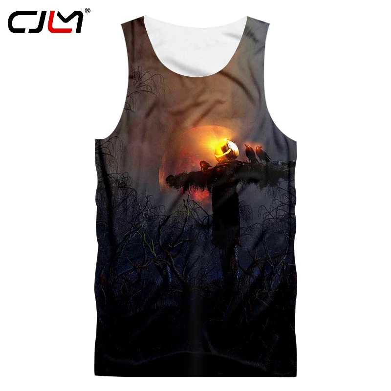 CJLM Хэллоуин Тыква майка 3D Печатный жилет пламя пугало мужской полиэстер TankTop