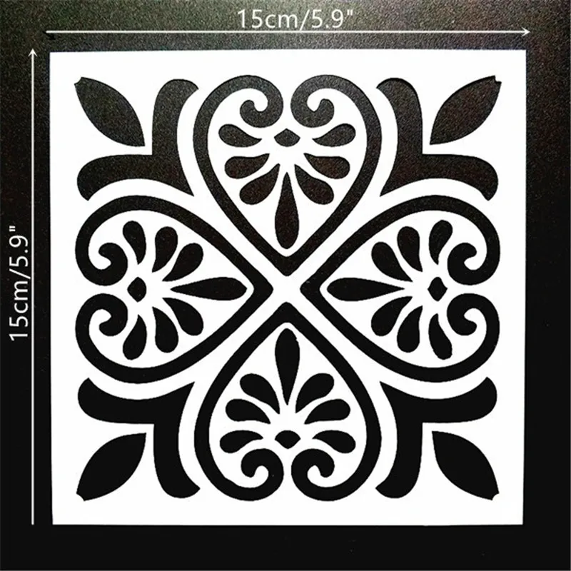 4 шт./упак. 15*15 см DIY домашняя живопись винтажный цветочный узор шаблон для плитки