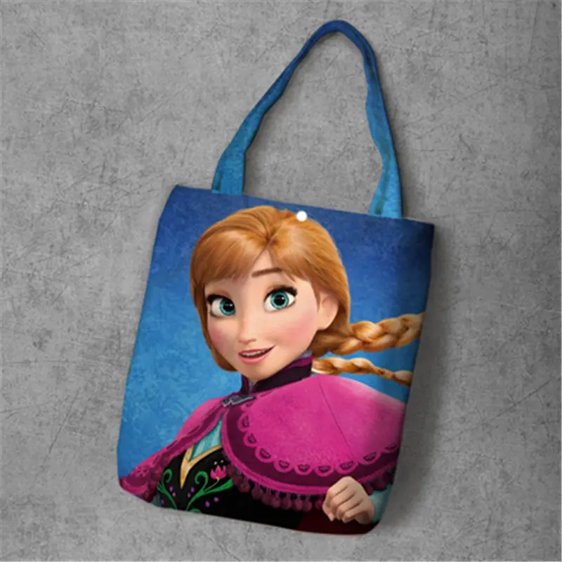 Disney мультфильм сумочка с принцессой Экологическая сумка шопинг Холодное сердце Эльза и Анна сумка тканевая через плечо сумка - Цвет: Красный