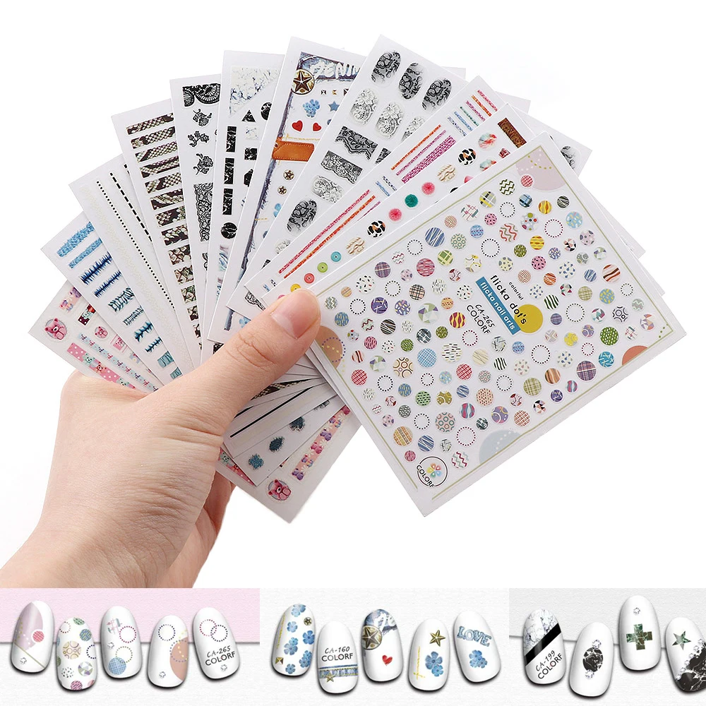 

1 лист ногтей Стикеры в этническом стиле смешанных дизайна 3D самоклеющиеся Стикеры декоративный Маникюр Инструменты