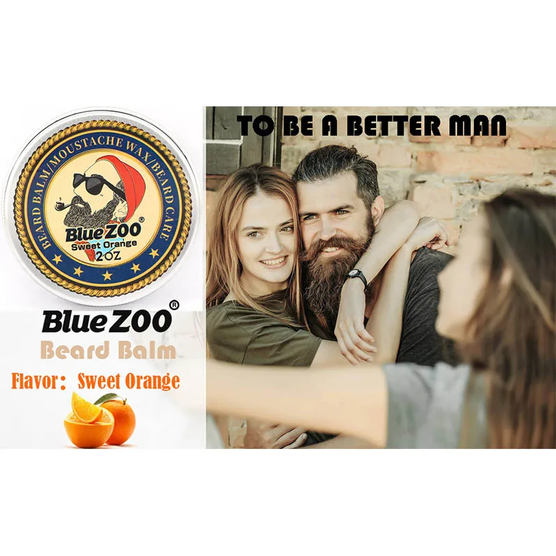 Blue ZOO, мужской органический бальзам с маслом для бороды, воск для усов, воск для укладки, пчелиный воск, увлажняющий, разглаживающий, нежный, мужской, уход за бородой, натуральный бальзам для бороды